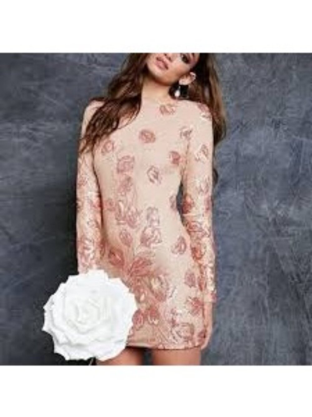 Dress the Population Nude/Copper Sequin Dress, Size Small